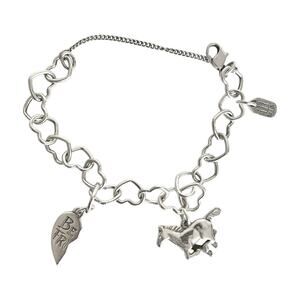James Avery 925 Silver Connected Hearts Bracelet, Horse & Best Friend Charms 7”